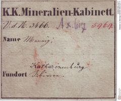 Etiketten zu Mennige (NHMW-MIN-Ax617)